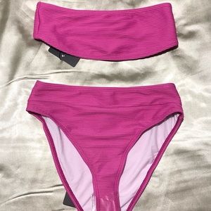 Magenta ribbed bikini set
